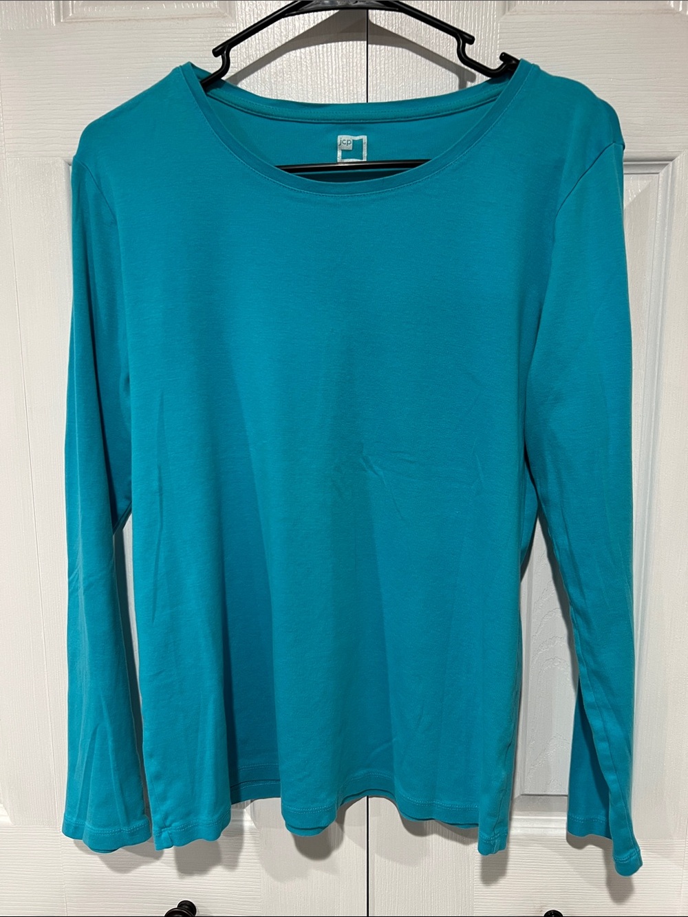 jcpenney Teal Blue Long Sleeve Crew Neck Top